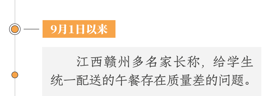 9月1日以來，江西贛州多名家長稱，給學(xué)生統(tǒng)一配送的午餐存在質(zhì)量差等問題。
